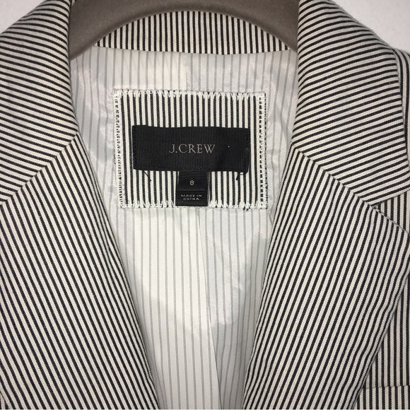 J Crew Black and White Stripe Button Blazer women’s size 8 NWOT - Picture 2 of 7